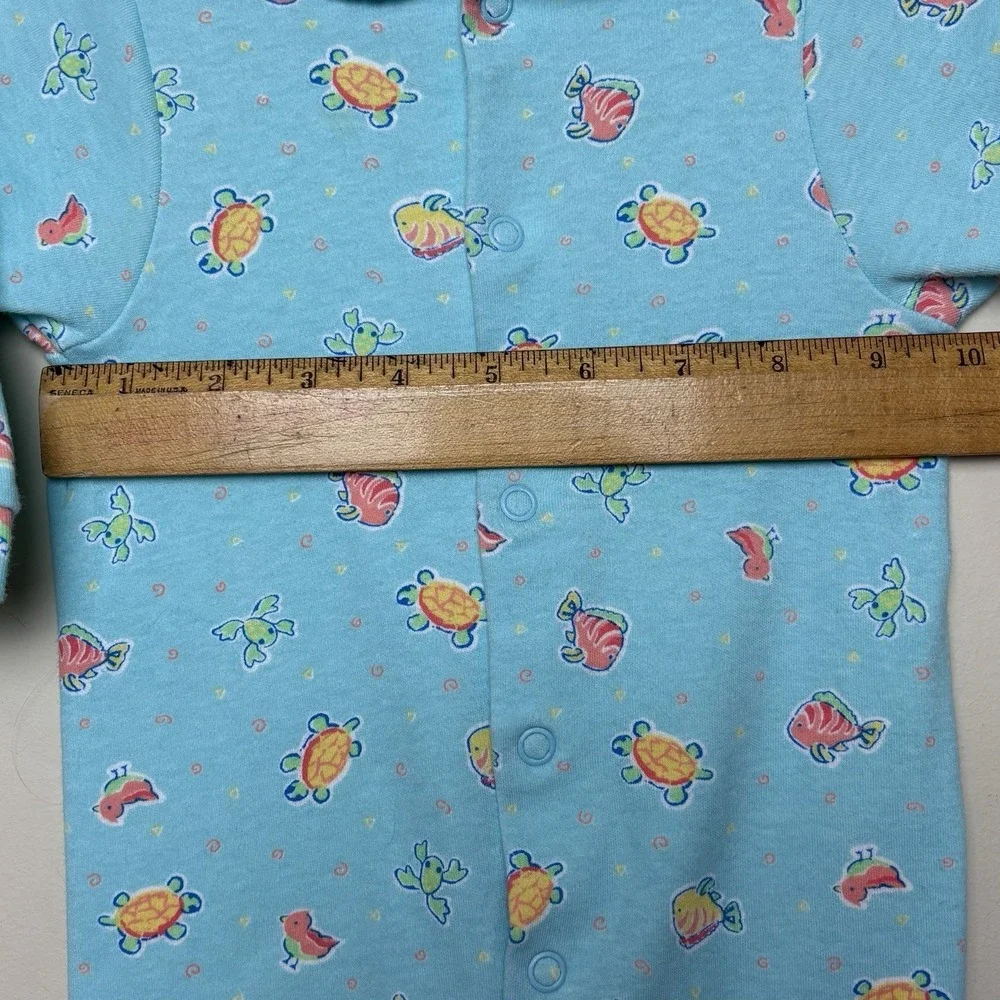 VTG Carter's Turtle Bird Fish Turtle Frog Blue Footed Sleeper Pajamas Baby 3-6 M